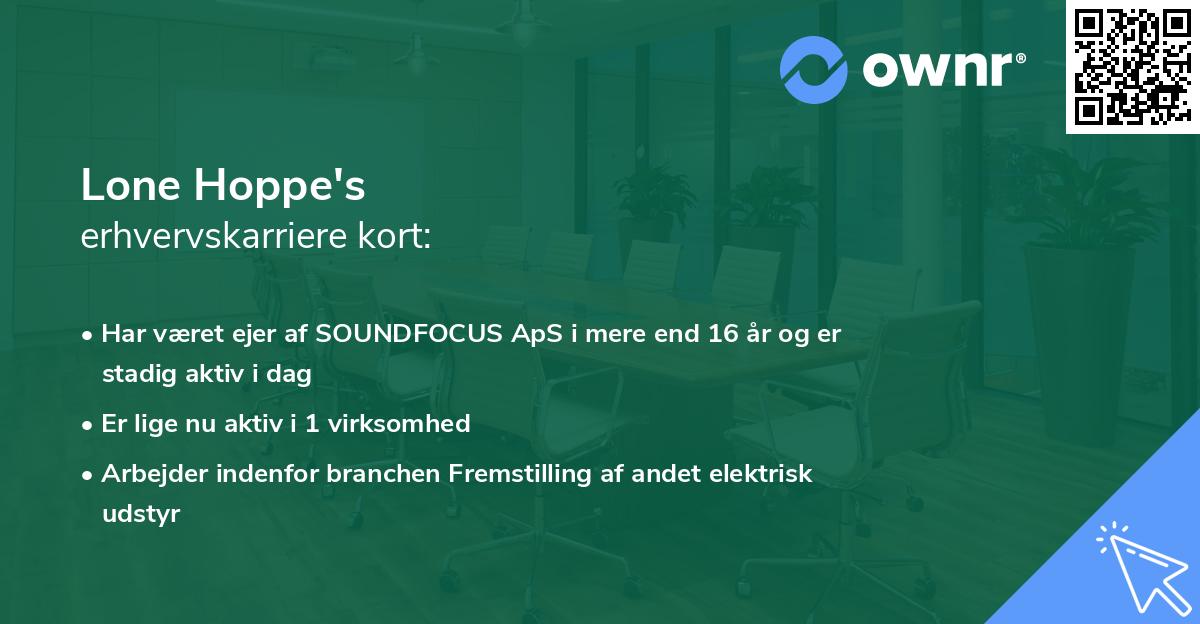 Lone Hoppe's erhvervskarriere kort