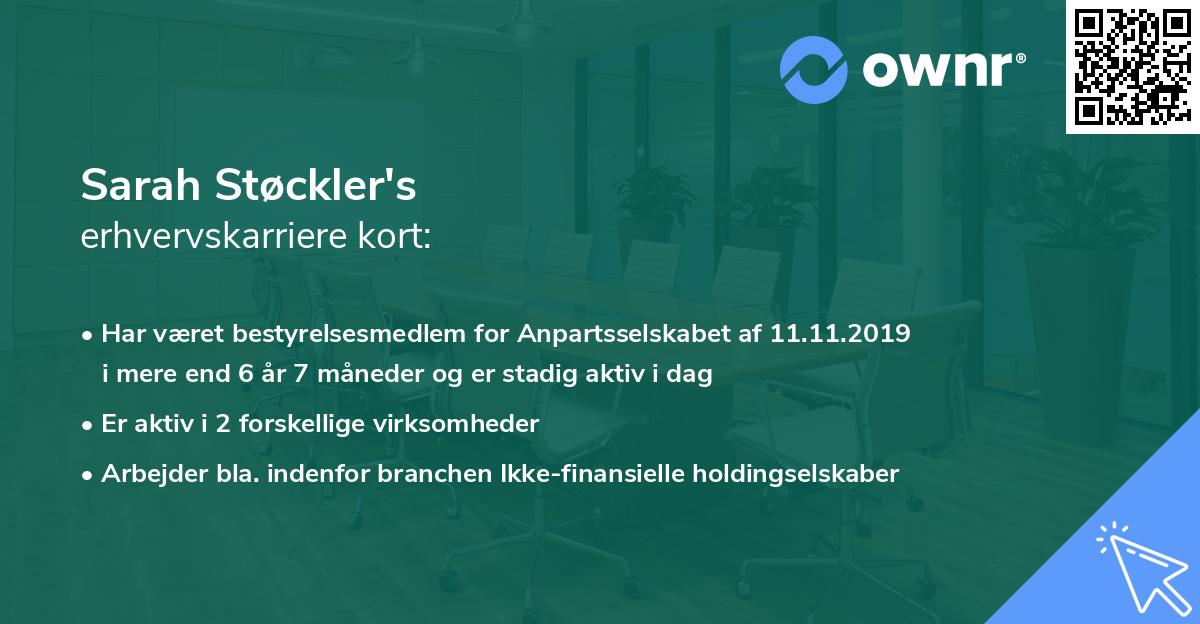 Sarah Støckler's erhvervskarriere kort