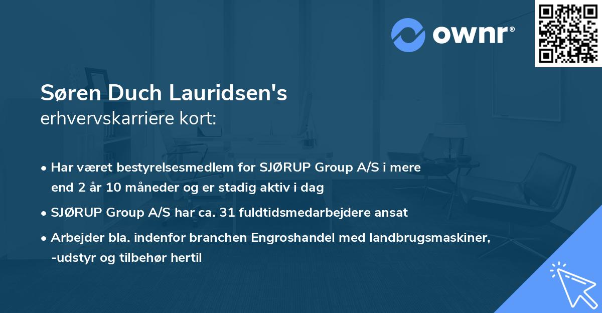 Søren Duch Lauridsen's erhvervskarriere kort