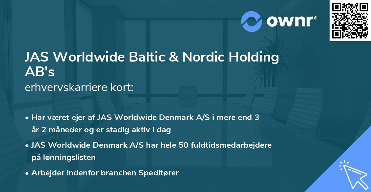 JAS Worldwide Baltic & Nordic Holding AB's erhvervskarriere kort