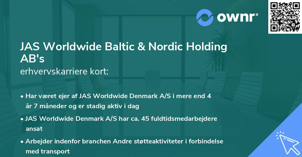 JAS Worldwide Baltic & Nordic Holding AB's erhvervskarriere kort