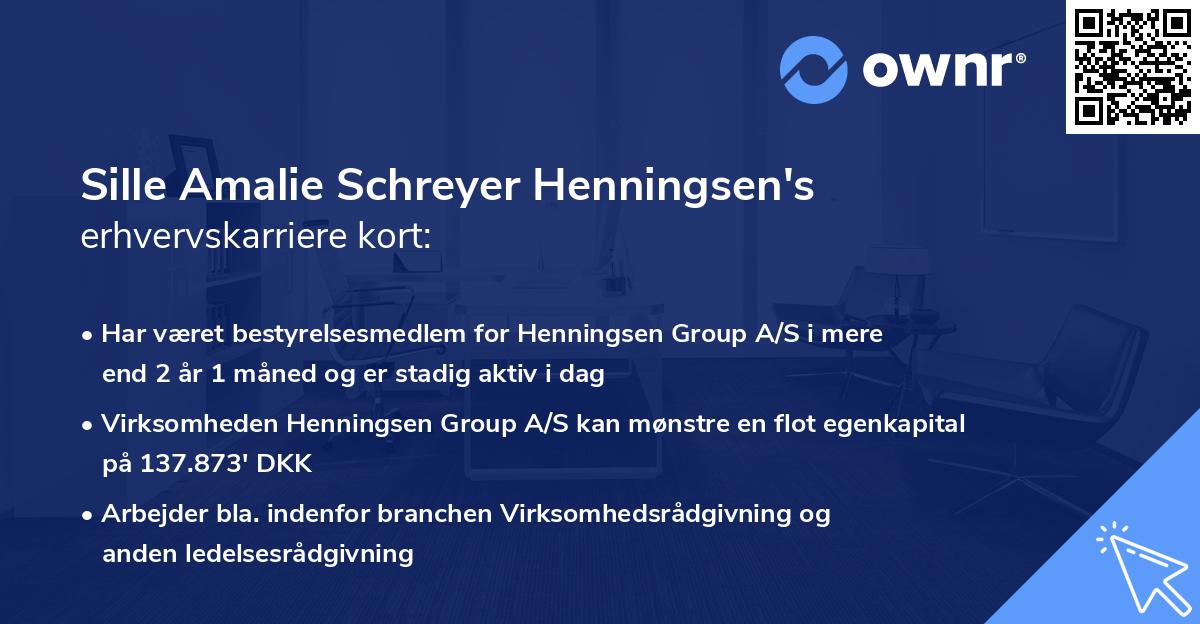 Sille Amalie Schreyer Henningsen's erhvervskarriere kort