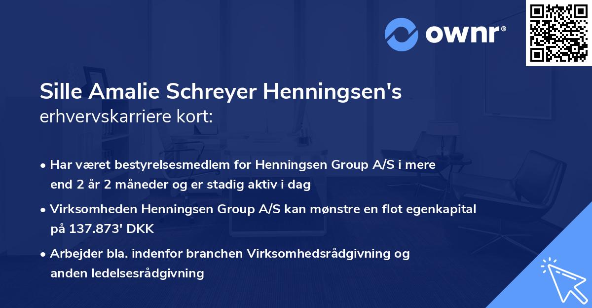 Sille Amalie Schreyer Henningsen's erhvervskarriere kort