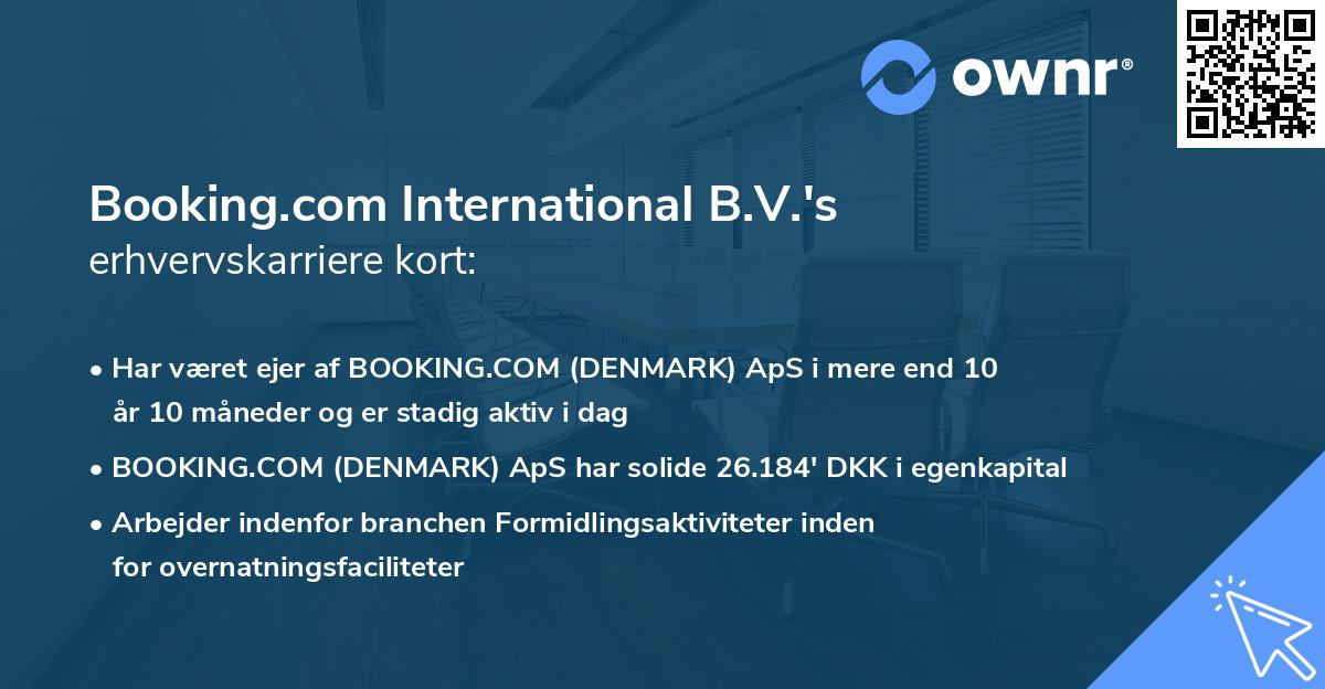 Booking.com International B.V.'s erhvervskarriere kort