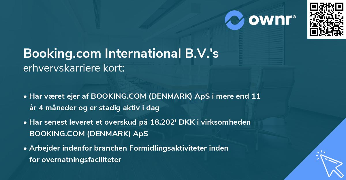Booking.com International B.V.'s erhvervskarriere kort