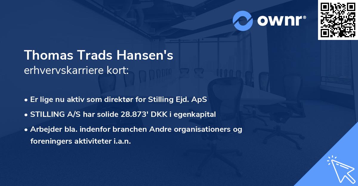 Thomas Trads Hansen's erhvervskarriere kort