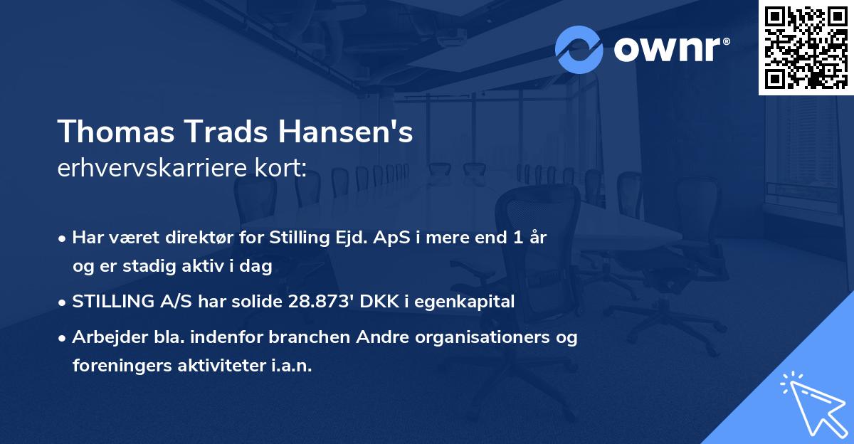 Thomas Trads Hansen's erhvervskarriere kort