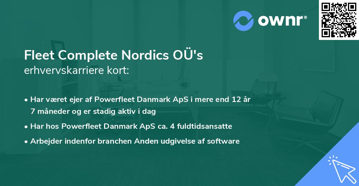Fleet Complete Nordics OÜ's erhvervskarriere kort