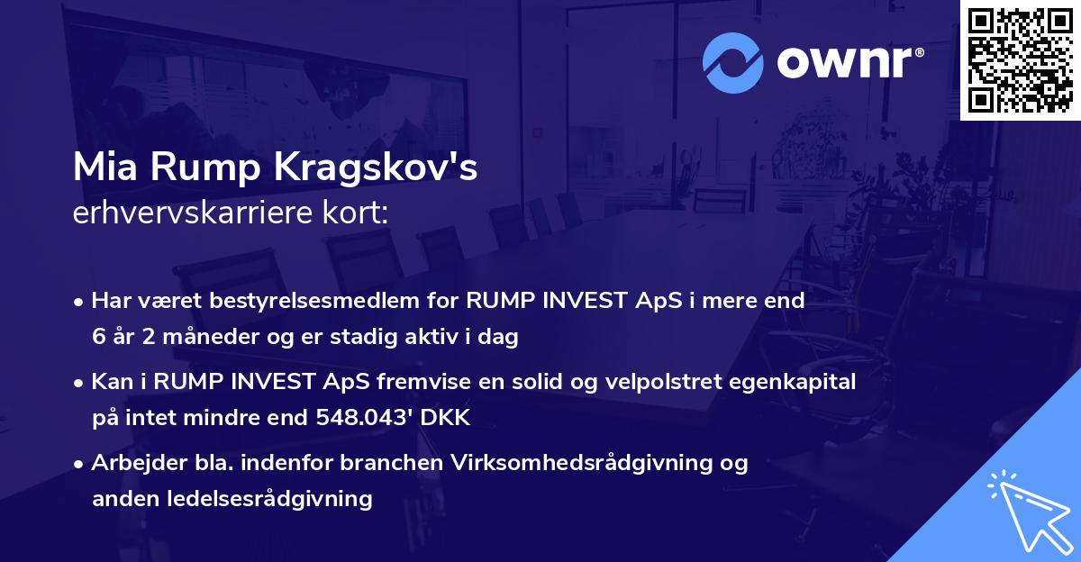 Mia Rump Kragskov's erhvervskarriere kort