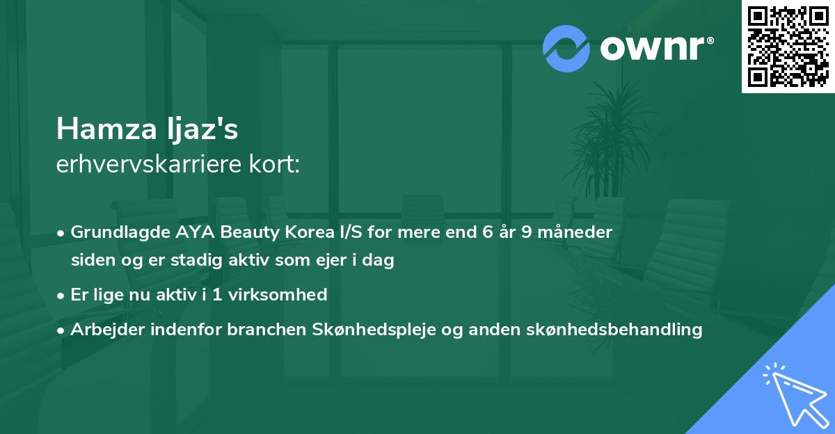 Hamza Ijaz's erhvervskarriere kort