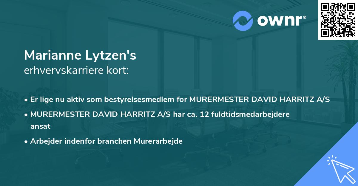 Marianne Lytzen's erhvervskarriere kort