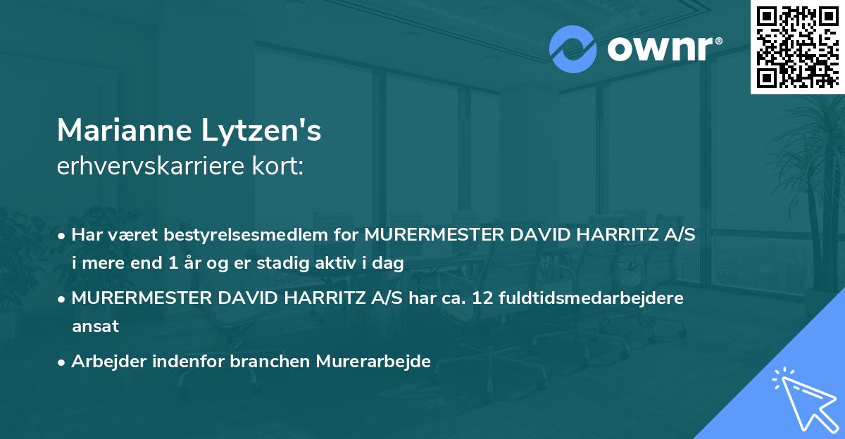 Marianne Lytzen's erhvervskarriere kort