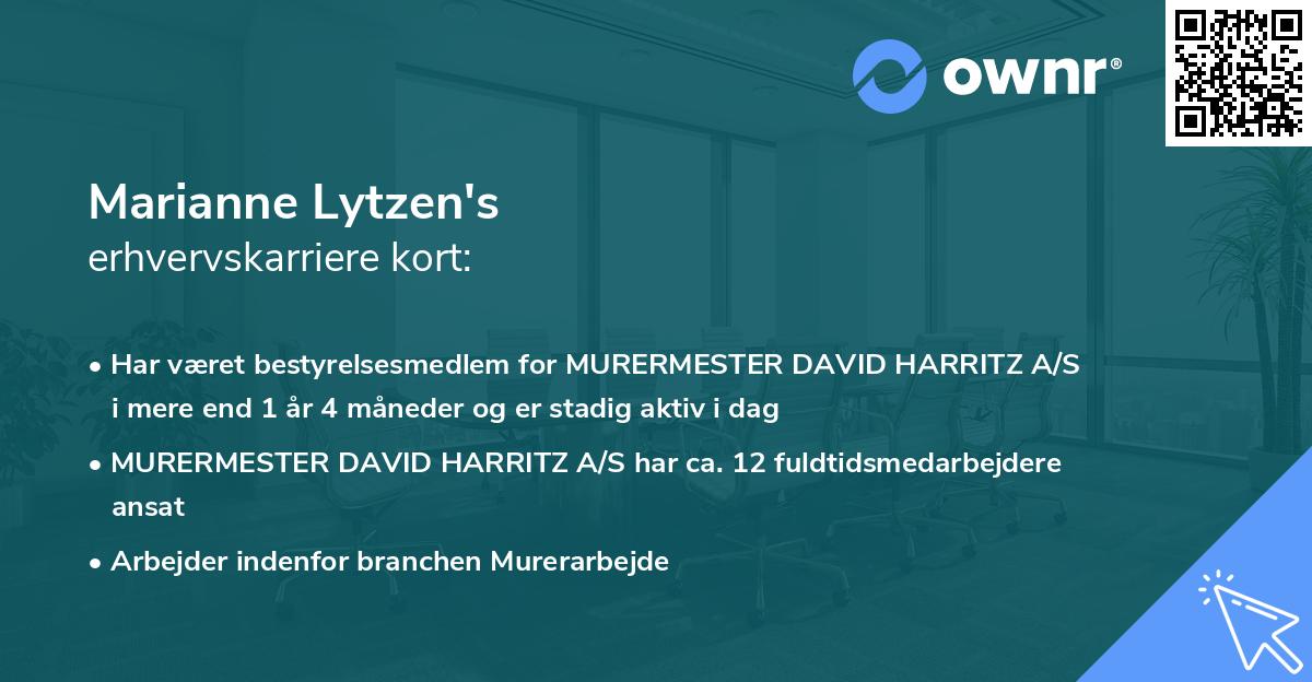 Marianne Lytzen's erhvervskarriere kort