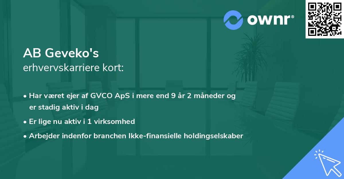 AB Geveko's erhvervskarriere kort