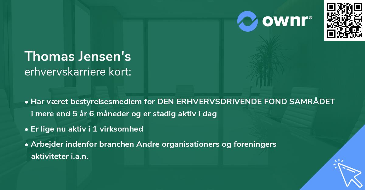 Thomas Jensen's erhvervskarriere kort