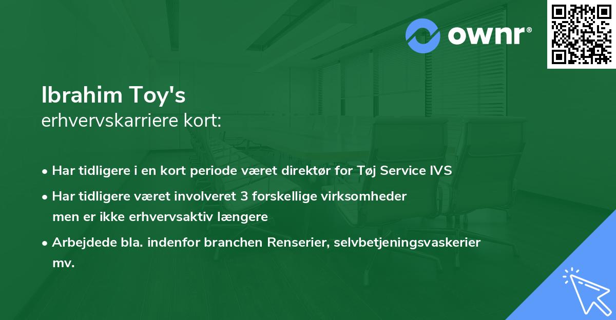 Ibrahim Toy's erhvervskarriere kort
