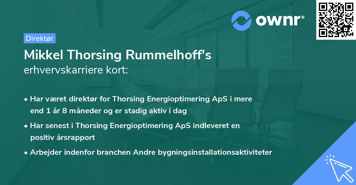 Mikkel Thorsing Rummelhoff's erhvervskarriere kort