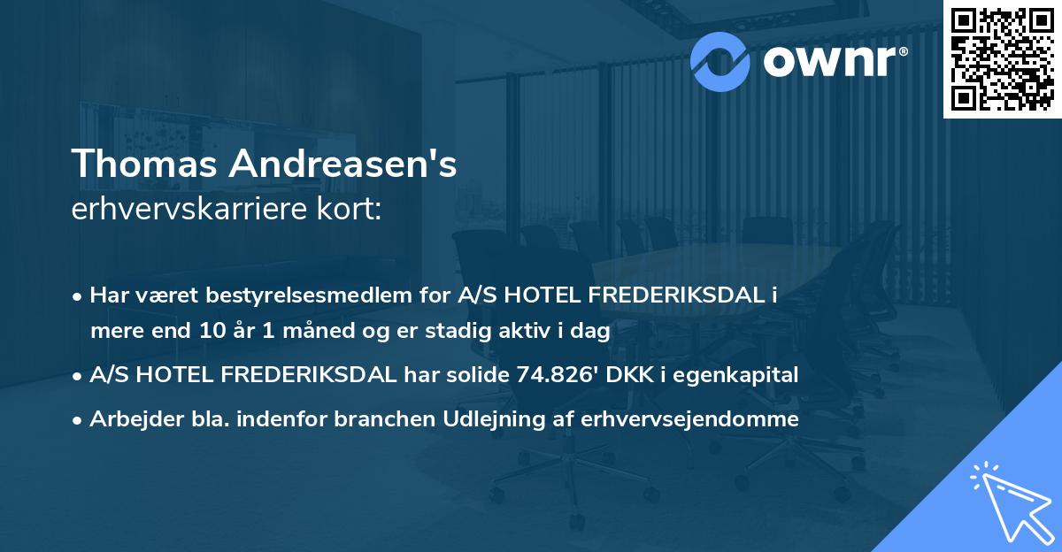 Thomas Andreasen's erhvervskarriere kort