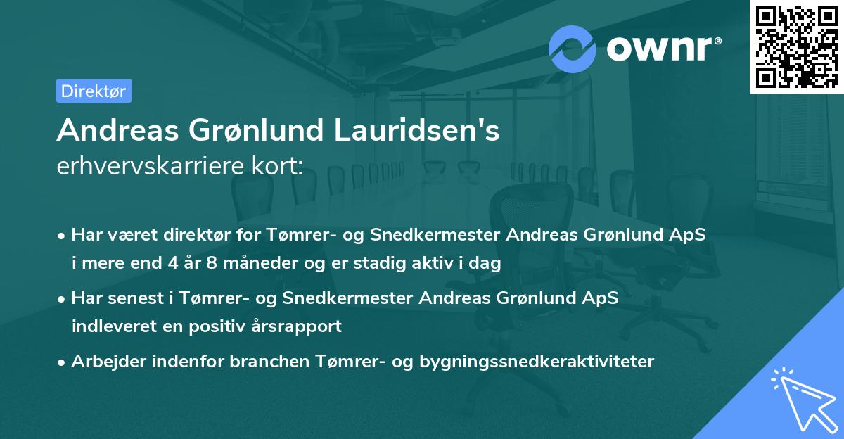 Andreas Grønlund Lauridsen's erhvervskarriere kort