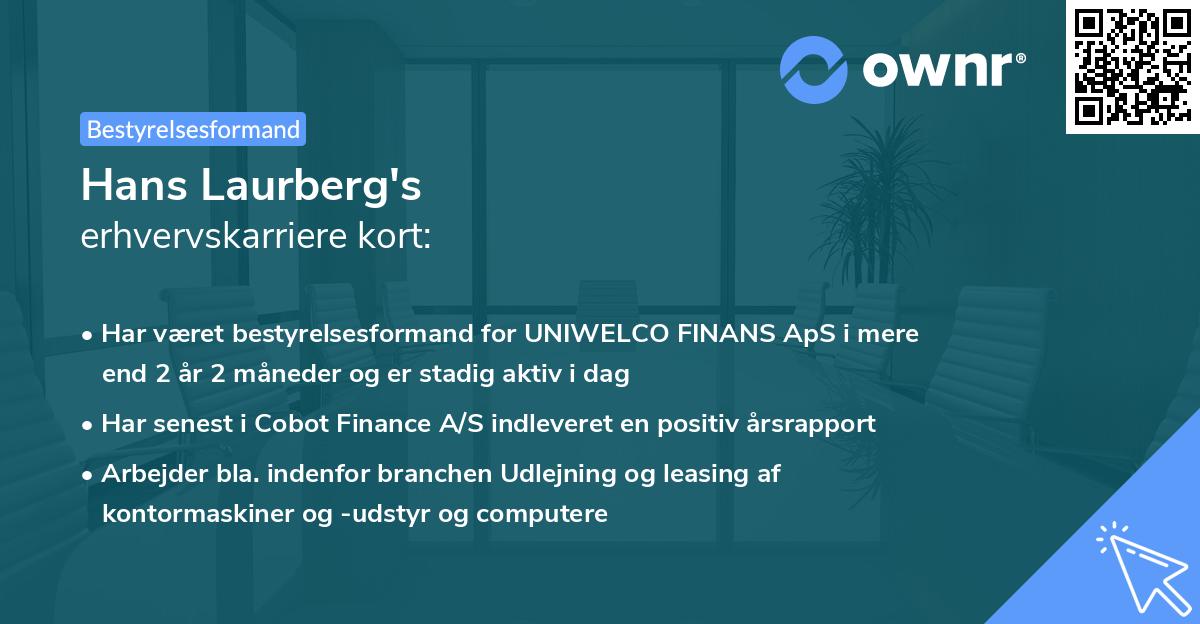 Hans Laurberg's erhvervskarriere kort