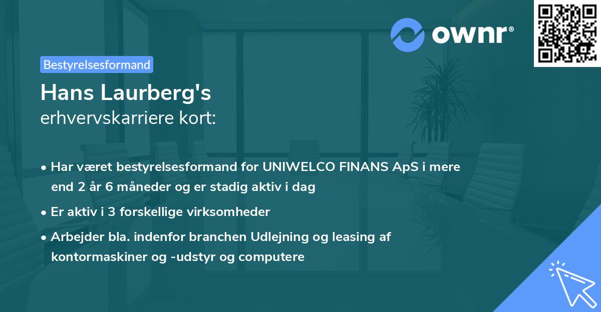 Hans Laurberg's erhvervskarriere kort