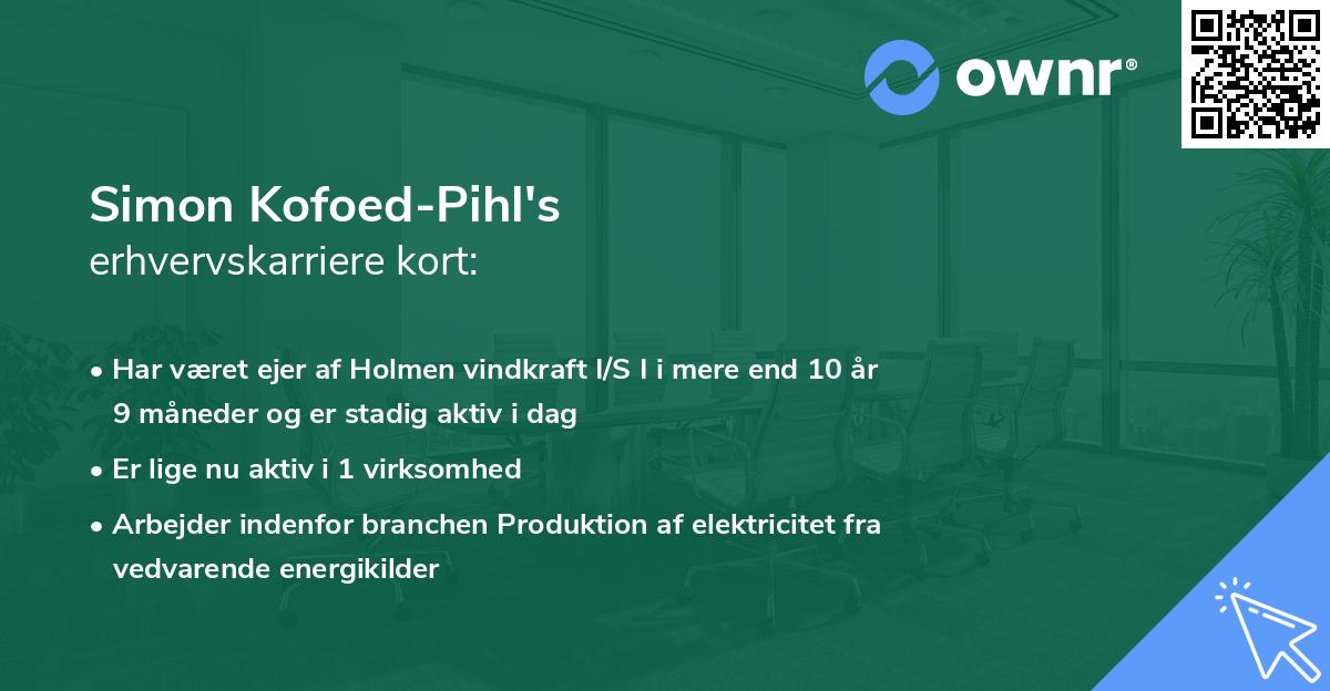 Simon Kofoed-Pihl's erhvervskarriere kort