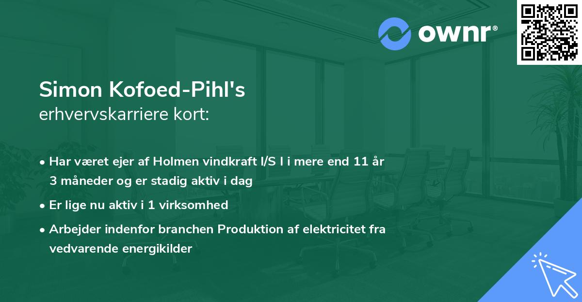 Simon Kofoed-Pihl's erhvervskarriere kort