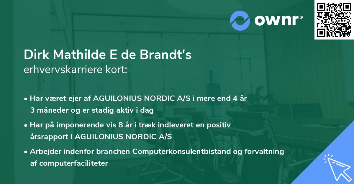 Dirk Mathilde E de Brandt's erhvervskarriere kort