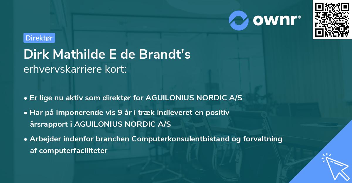 Dirk Mathilde E de Brandt's erhvervskarriere kort