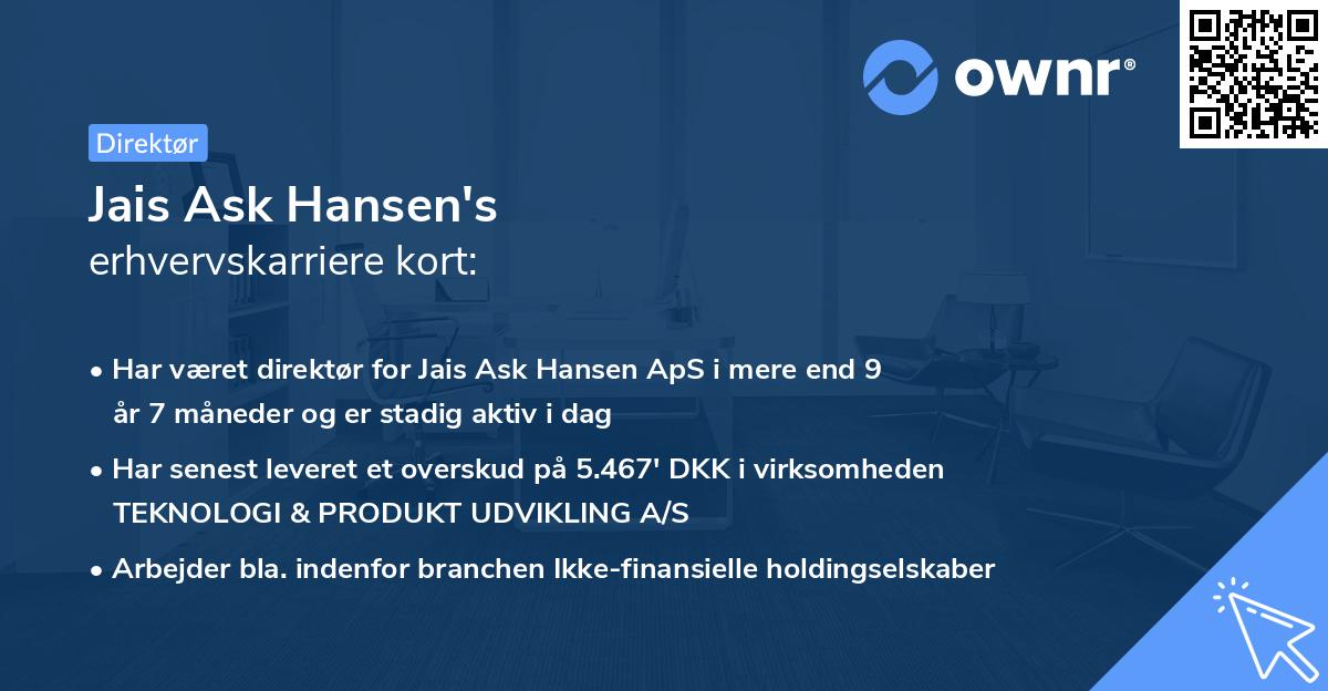 Jais Ask Hansen's erhvervskarriere kort