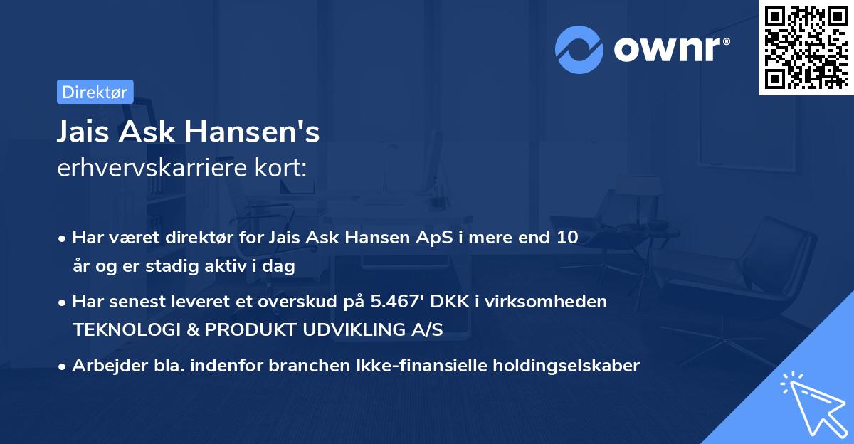 Jais Ask Hansen's erhvervskarriere kort