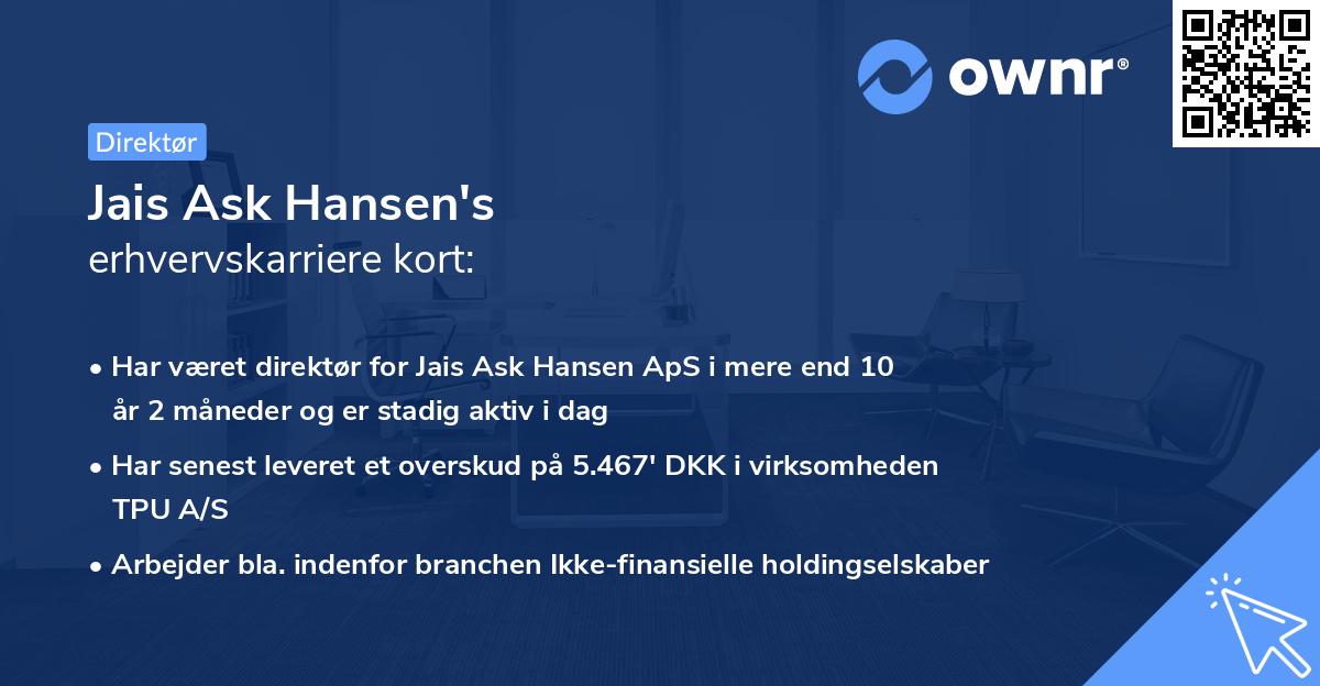 Jais Ask Hansen's erhvervskarriere kort