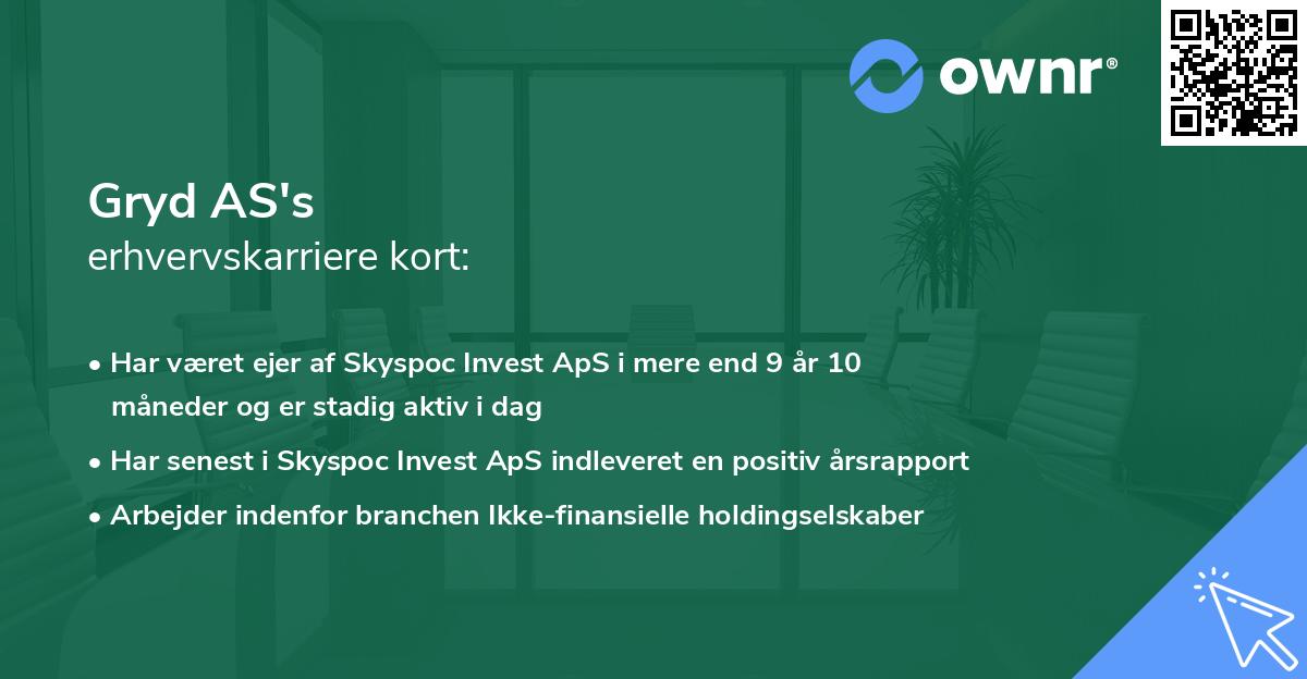 Gryd AS's erhvervskarriere kort