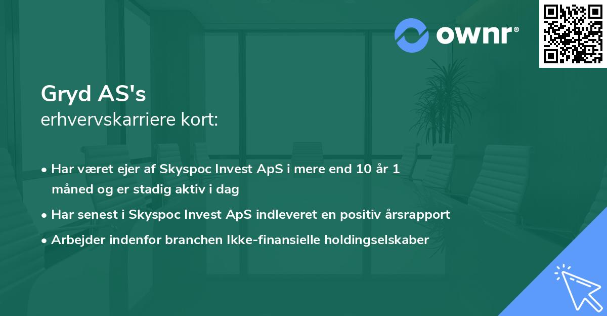 Gryd AS's erhvervskarriere kort