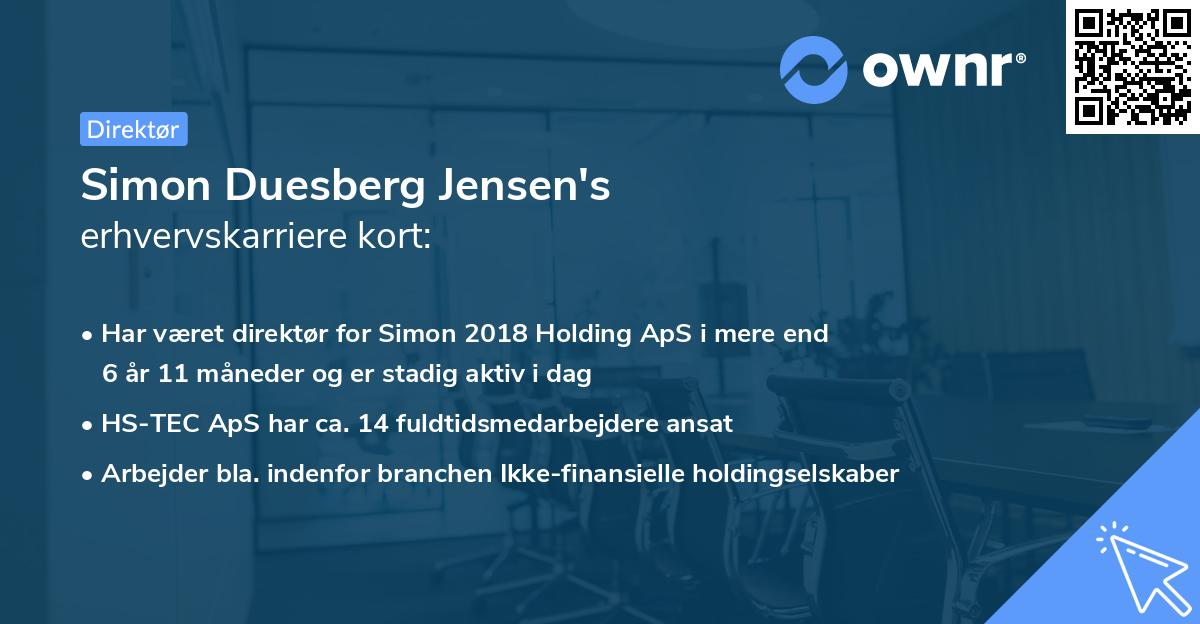 Simon Duesberg Jensen's erhvervskarriere kort