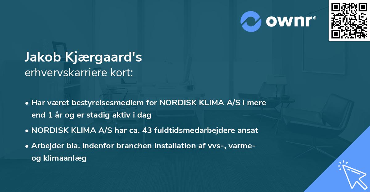 Jakob Kjærgaard's erhvervskarriere kort