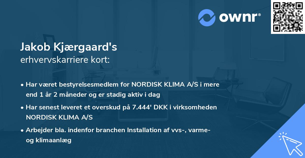 Jakob Kjærgaard's erhvervskarriere kort