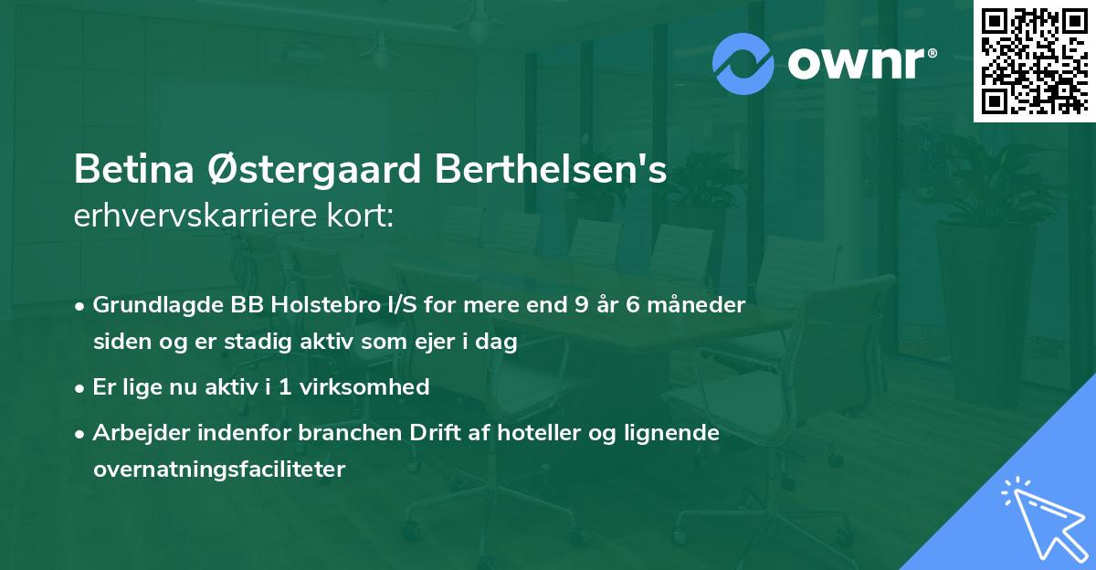 Betina Østergaard Berthelsen's erhvervskarriere kort