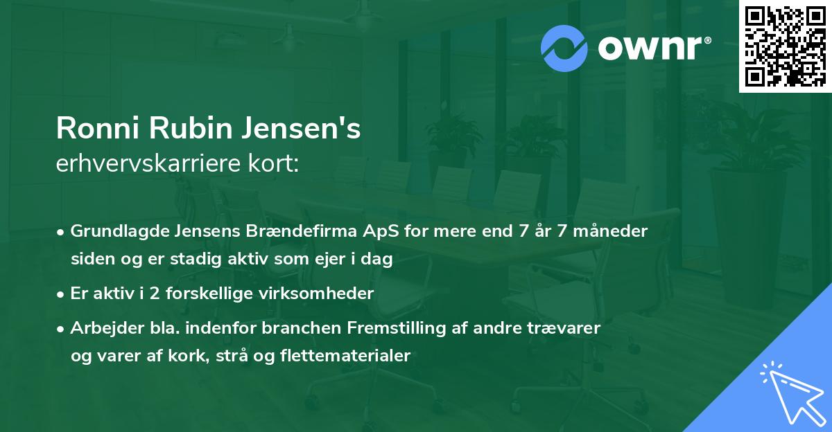 Ronni Rubin Jensen's erhvervskarriere kort