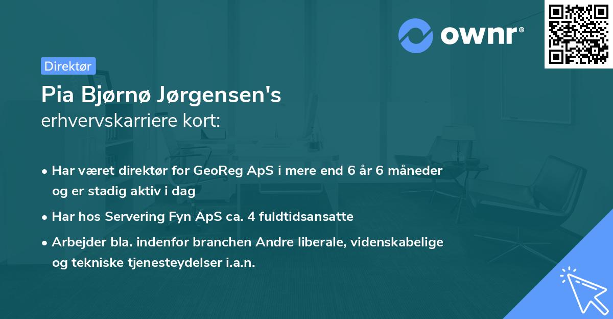 Pia Bjørnø Jørgensen's erhvervskarriere kort