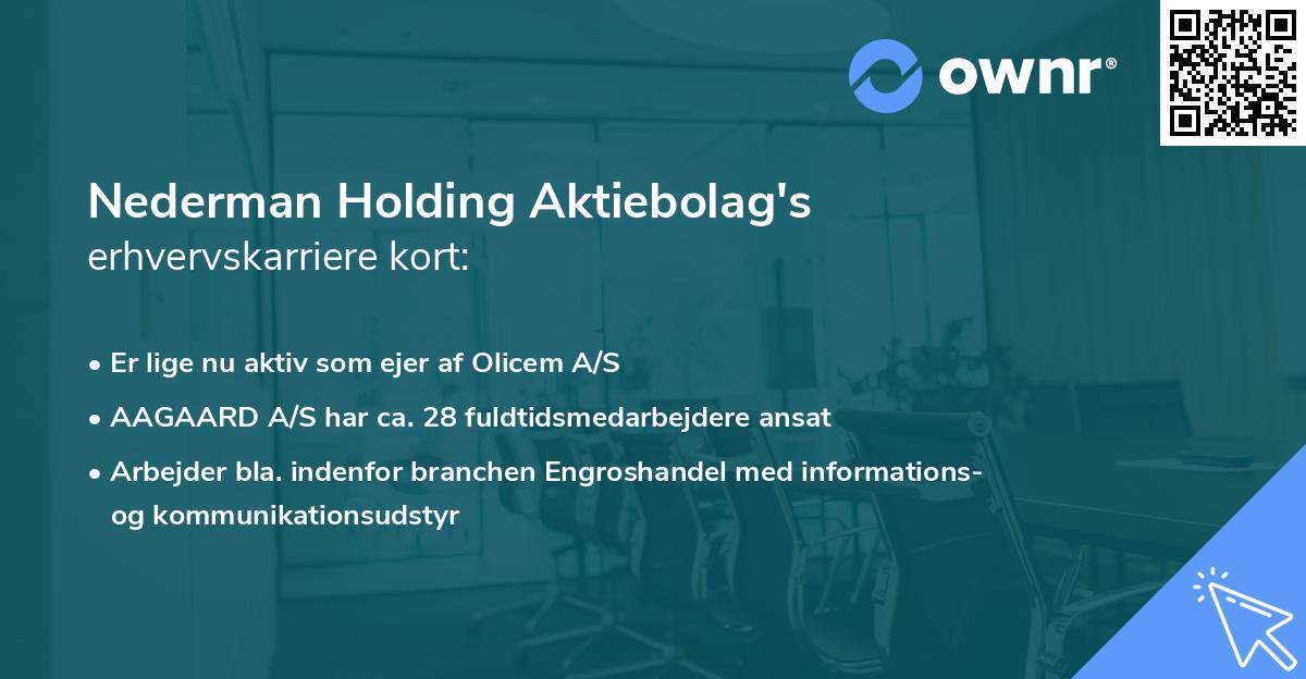 Nederman Holding Aktiebolag's erhvervskarriere kort