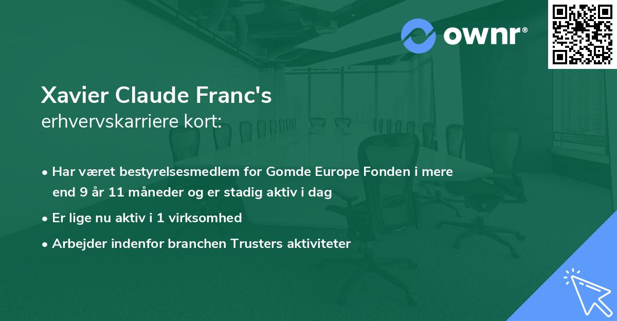 Xavier Claude Franc's erhvervskarriere kort