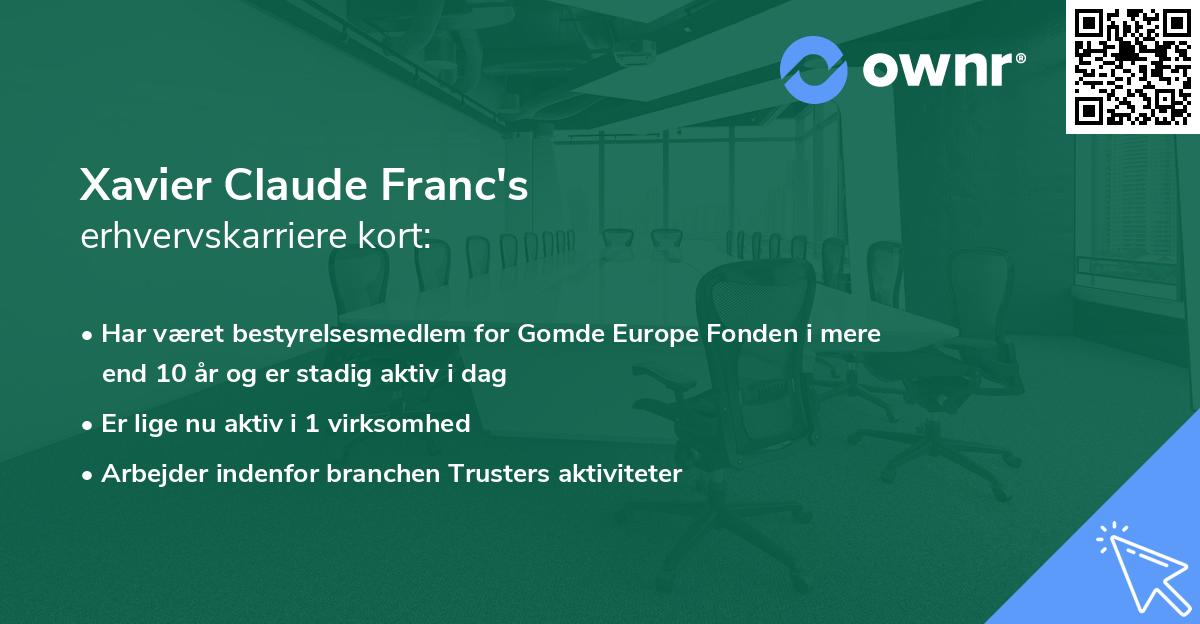 Xavier Claude Franc's erhvervskarriere kort