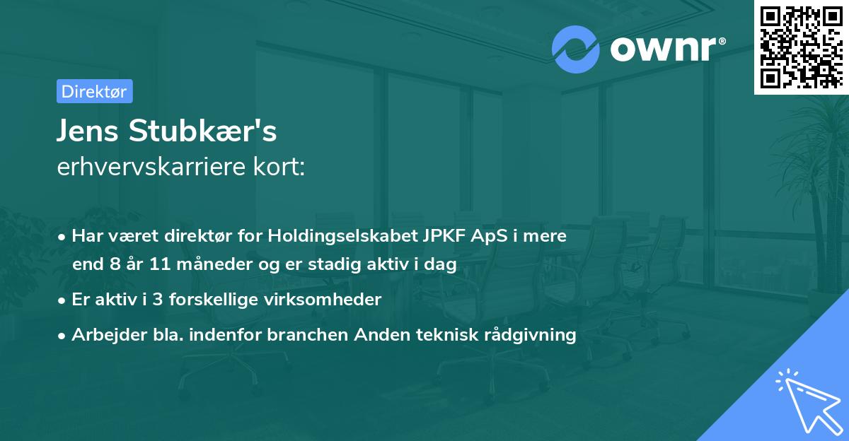 Jens Stubkær's erhvervskarriere kort