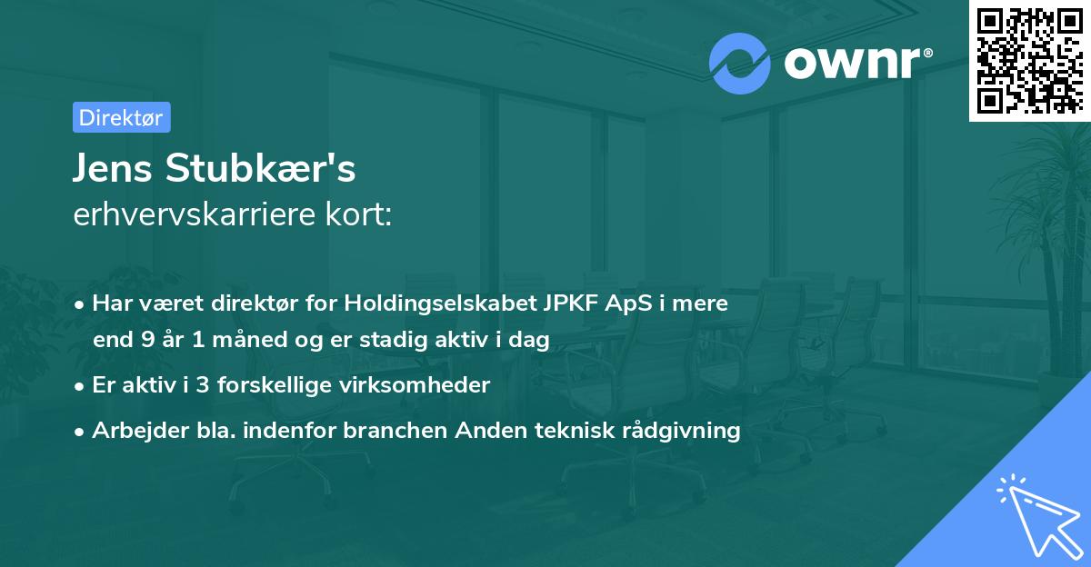 Jens Stubkær's erhvervskarriere kort