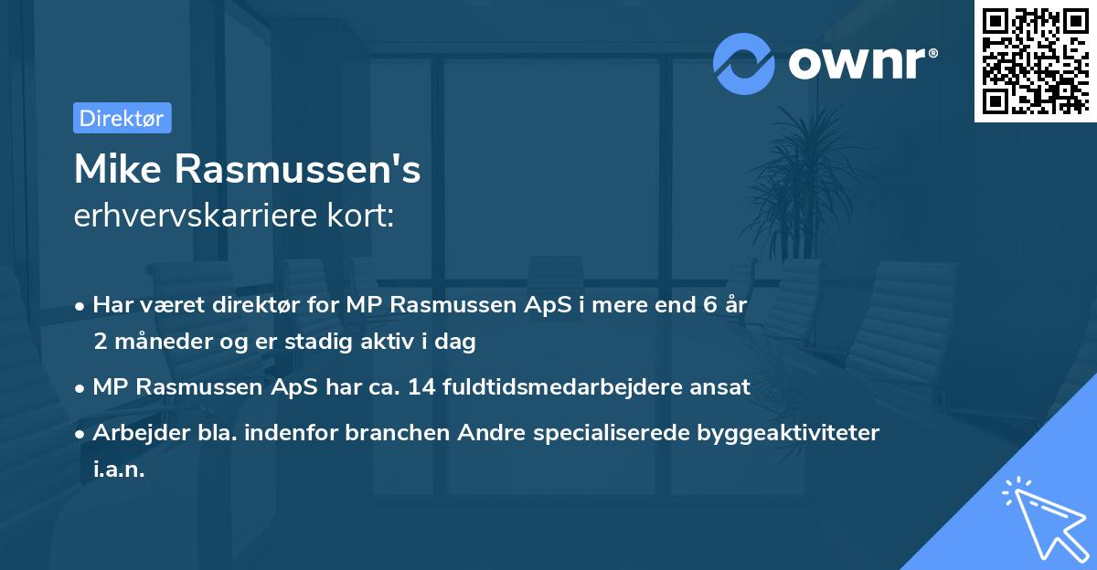 Mike Rasmussen's erhvervskarriere kort