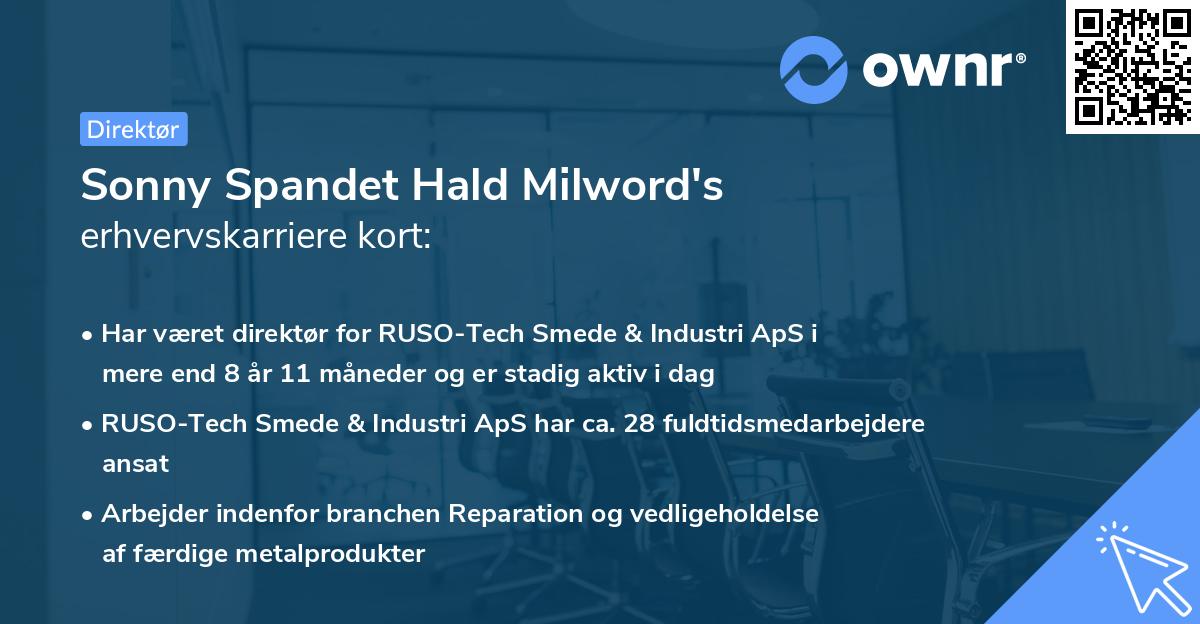 Sonny Spandet Hald Milword's erhvervskarriere kort