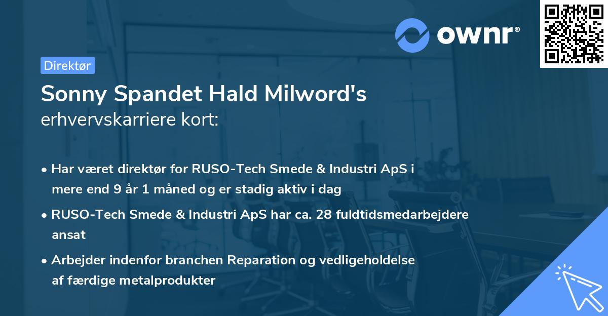 Sonny Spandet Hald Milword's erhvervskarriere kort
