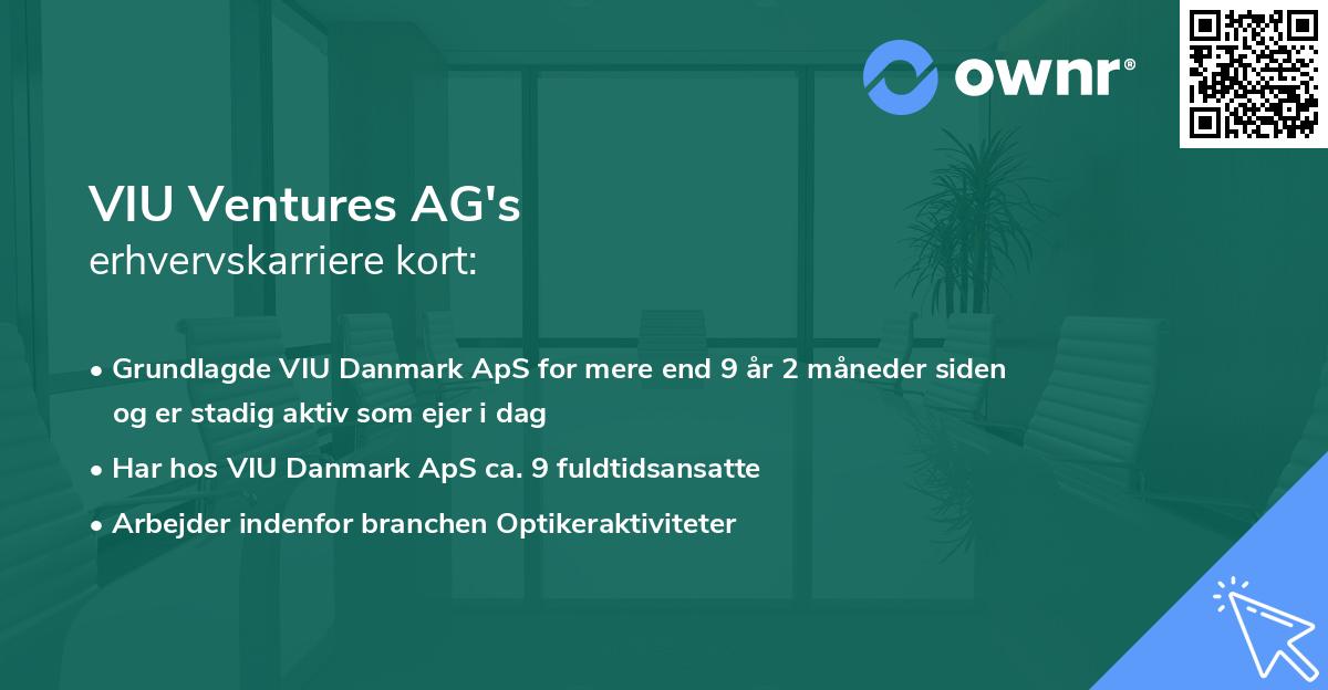 VIU Ventures AG's erhvervskarriere kort