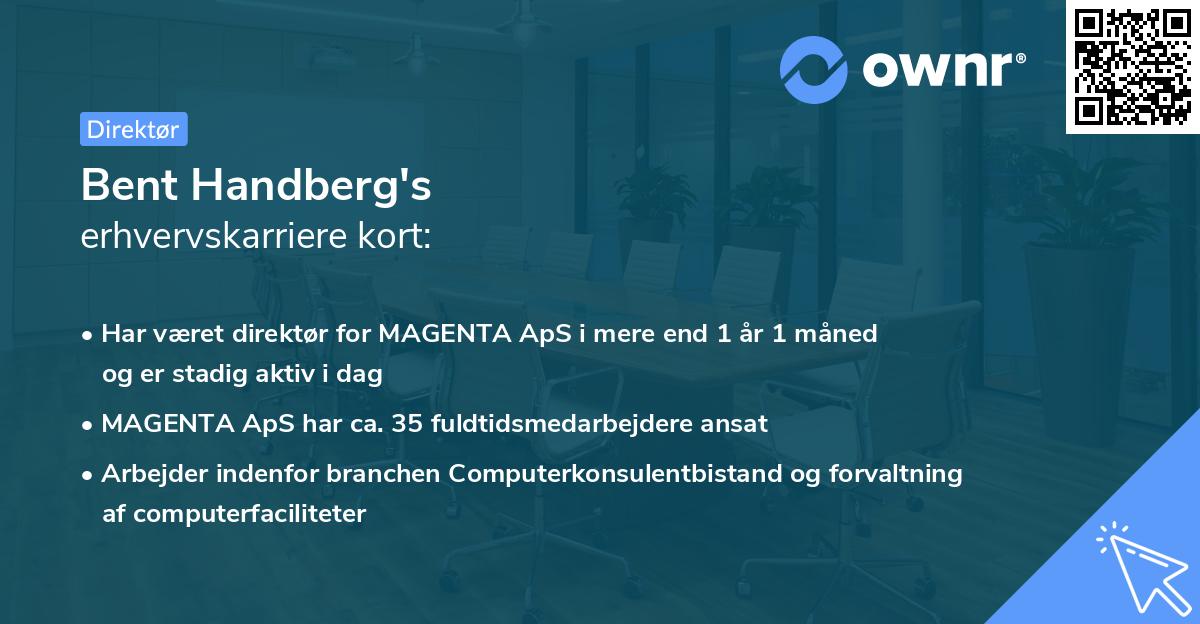 Bent Handberg's erhvervskarriere kort